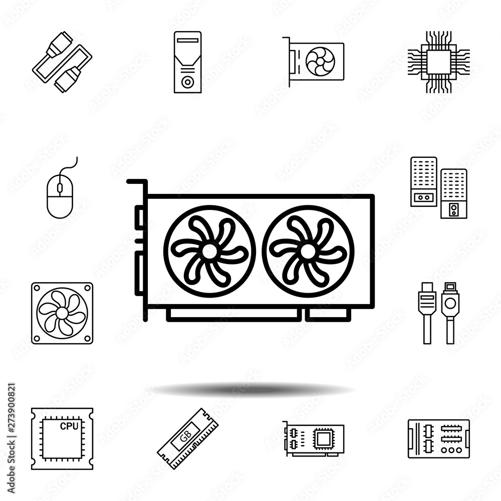 Poster hardware, video card icon. simple thin line, outline vector element of hardware icons set for ui and