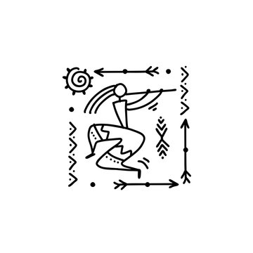 tribal dancer black and white line art clip art preview