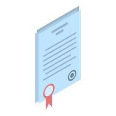 Paper diploma icon. Isometric of paper diploma vector icon for web design isolated on white background
