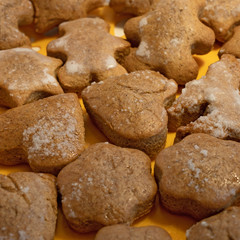.Homemade ginger honey cookies made from wholemeal flour and rye flour. Christmas sweets and treats