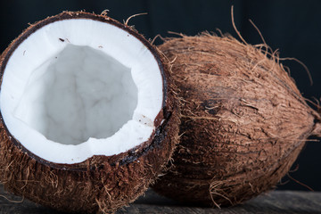 tropical coconut on a black background