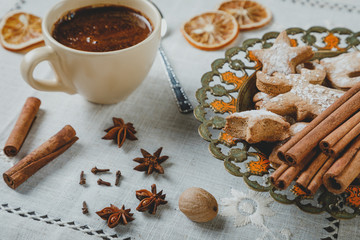 Christmas homemade ginger cookies, small funny animal figurines