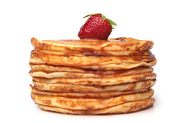 Pancakes with fresh strawberry