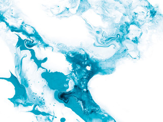 Blue creative abstract hand painted background, marble texture