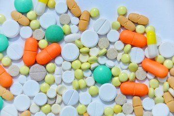 pills on white background