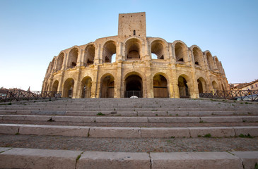 France. Arles. Old antique roman amphitheater arena.