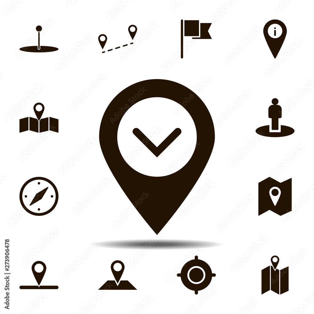 Poster location, check icon. simple glyph, flat vector element of location icons set for ui and ux, website