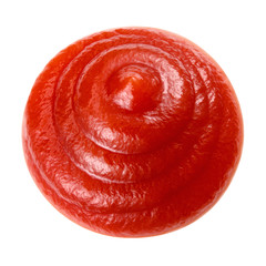 Ketchup isolated. Ketchup top view. Clipping path.