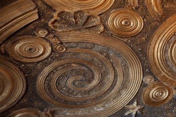 Golden texture background with circles