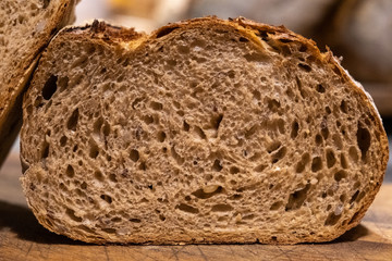 close up of home made multigrain bread