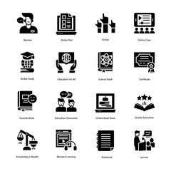 Education Solid Vector Icons Set