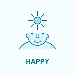 happy on mind field outline icon