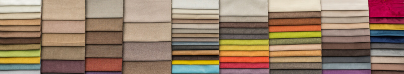 colorful background from colored upholstery fabric samples