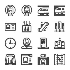 subway train and subway transportation icon set,vector and illustration
