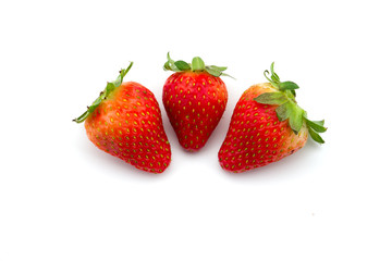 Freshly picked strawberry  isolated on white background