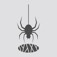 Spider on the hunt icon in flat style.Vector illustration.