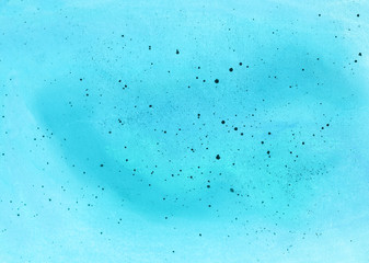   Watercolor abstract background. Hand drawn  watercolor blue background. Ink blots