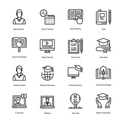 Education Line Vector Icons Pack