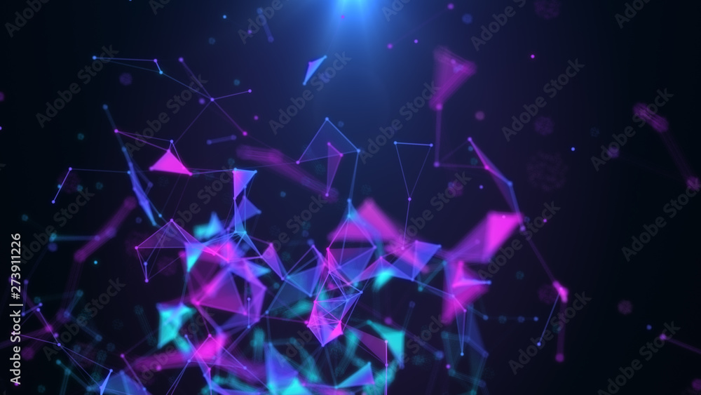 Sticker poligonal neon background. abstract triangular forms. geometric motion design shapes. vj backdrop fo