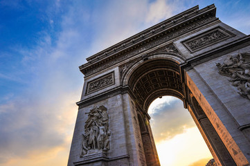 arc de triomphe paris france - obrazy, fototapety, plakaty