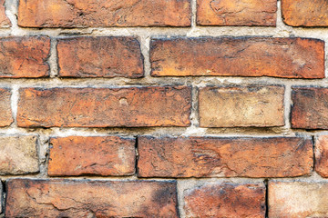 Red brick wall texture grunge background with vignetted corners, may use to interior design