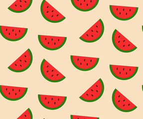 Vector seamless pattern with watermelon