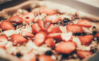 Vegan cake with strawberries