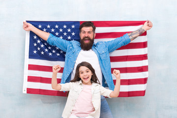 4th of July. Independence day public holiday. Americans celebrate independence day. Father and...