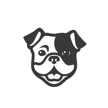 English bulldog puppy face - isolated outlined vector illustration