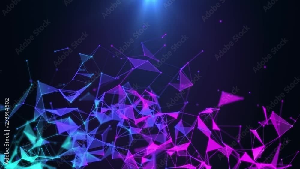 Sticker poligonal neon network background. abstract colorful triangular forms. geometric motion design foota