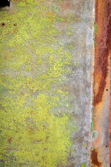 Empty old wall texture. Painted distressed wall surface. Grungy wide concrete wall. Grunge stonewall background. Shabby building facade with damaged plaster. Abstract web banner.