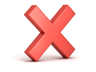 Obraz premium 3d red cross no or wrong concepts isolated on white background with shadow 3D rendering