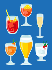 set of different cocktails