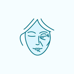 Woman beauty anti-aging field outline icon