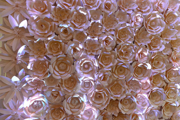 paper rose on the wall, paper rose panel, walpaper
