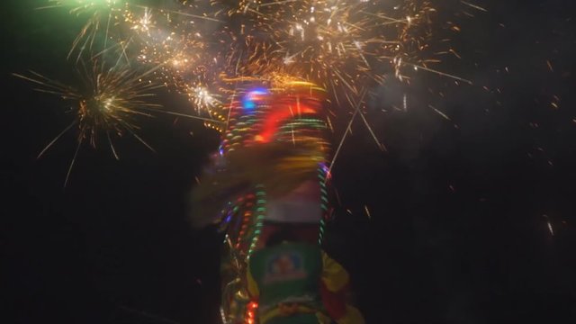 Chinese dragon performing at night