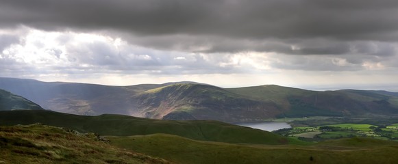 Sunlight over the summit over Ennerdale