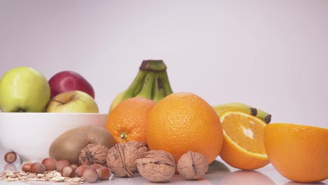 fresh fruits on white background