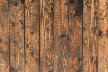 Dark brown planks with cracks – Nature background of wooden boards with detailed texture and a rough surface – Natural raw material used in constructions
