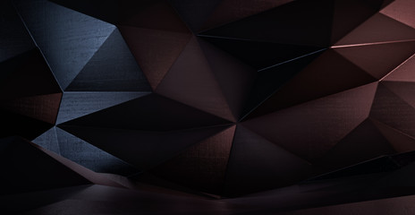 Fototapeta premium Abstract white futuristic polygonal shape of triangulated surface. Low poly crystal random pattern background. 3d rendering.
