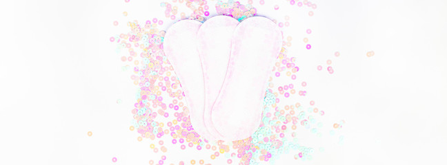 Daily sanitary napkins on white pearl background