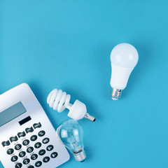 Old and new light bulbs. Energy saving concept