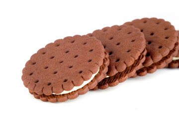 Cookies with chocolate chips. Isolated on a white background