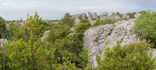 Fototapeta na wymiar Sauve, France - 06 06 2019: Panoramic view of the sea of rocks