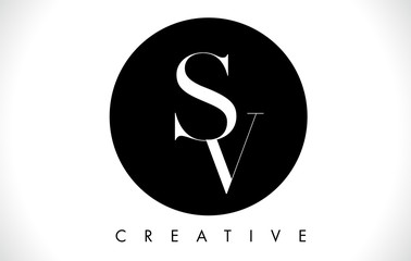Obraz premium SV Letter Design Logo with Black and White Colors Vector.