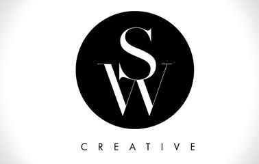 SW Letter Design Logo with Black and White Colors Vector.