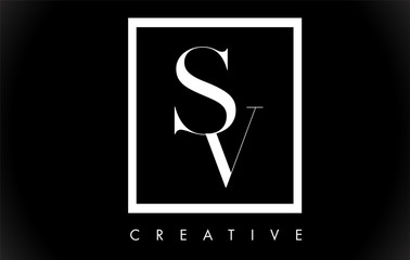 SV Letter Design Logo with Black and White Colors Vector.