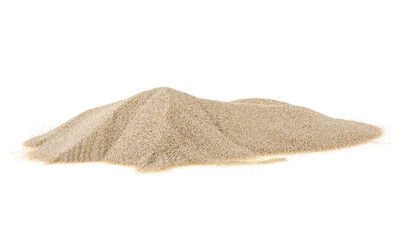 Pile of river sand isolated on a white background - obrazy, fototapety, plakaty