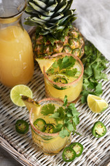 Spicy pineapple margarita with jalapeno