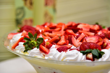 strawberry meringue, dessert with fresh strawberries